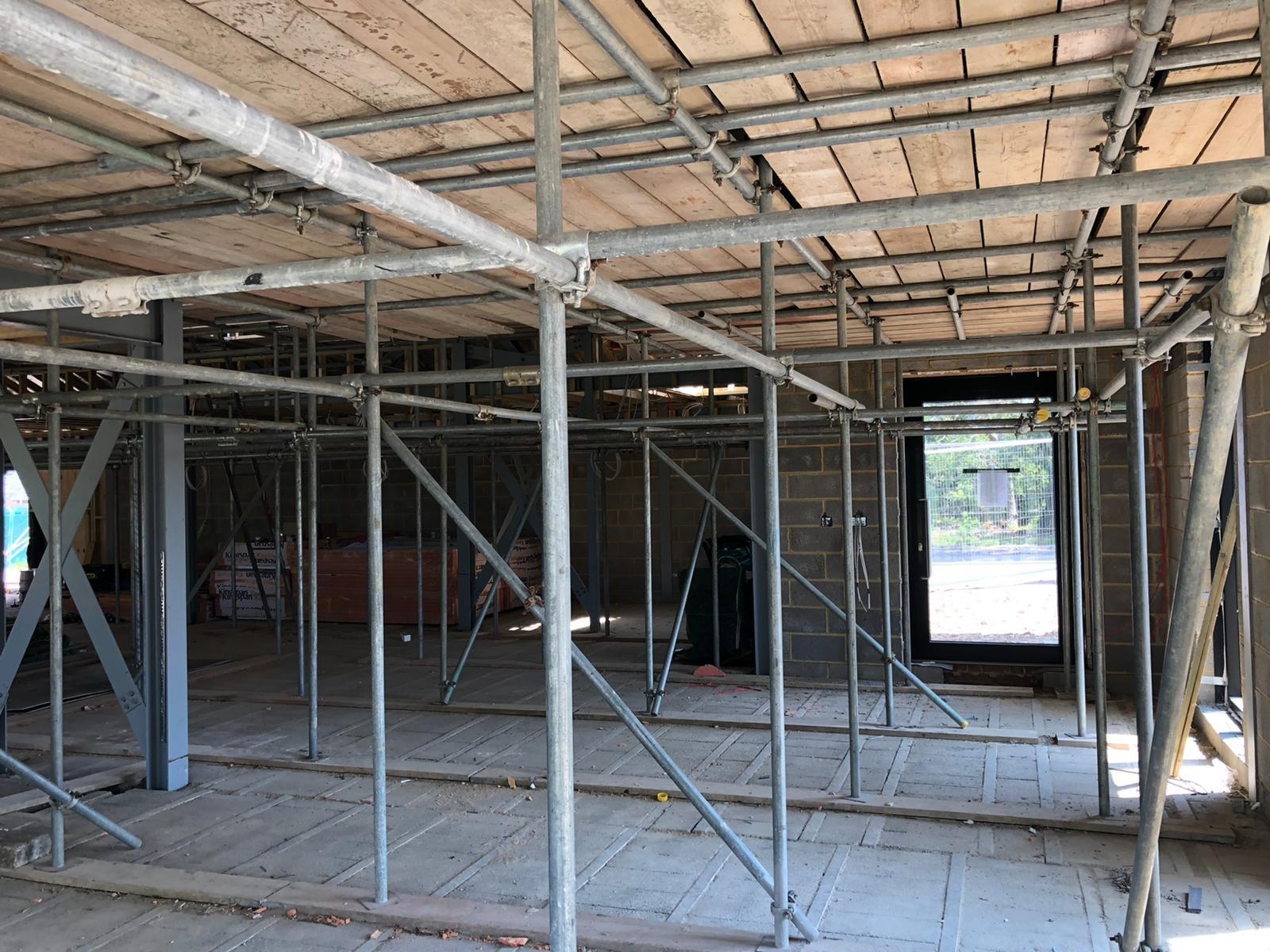 room with scaffolding