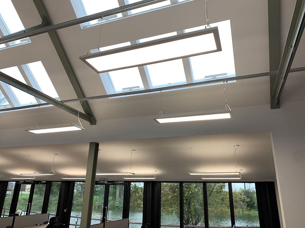 ceiling view of modern lights