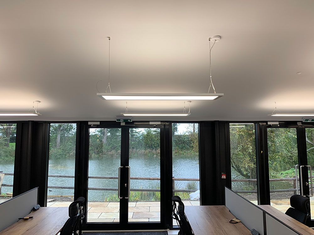 modern ceiling lights in desk room