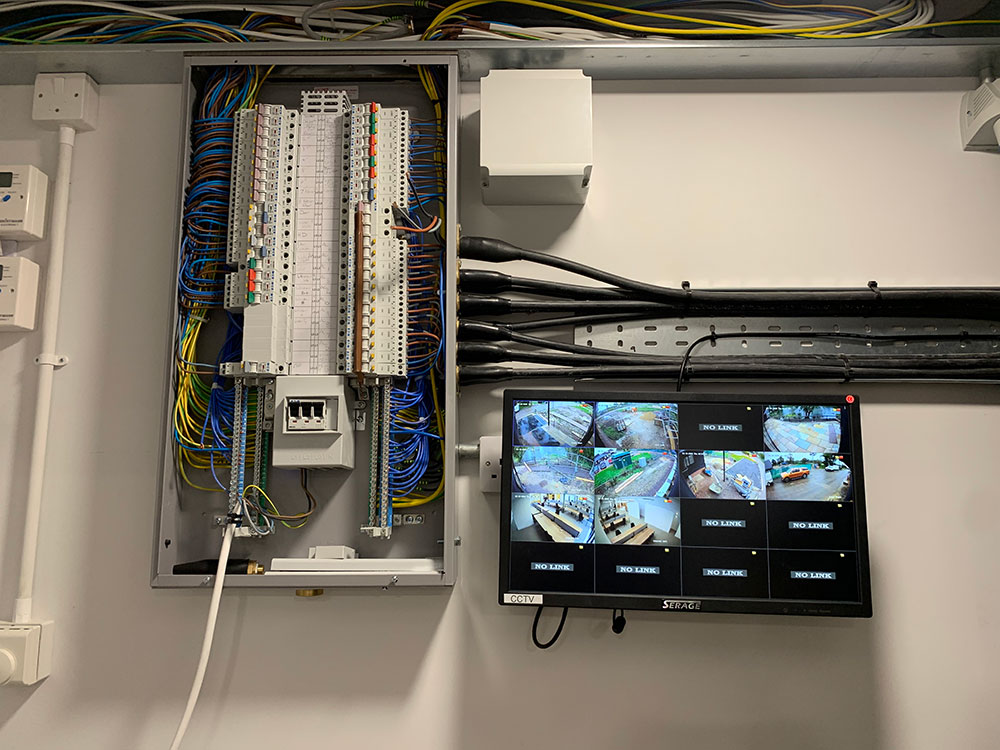 electrical box with security cameras