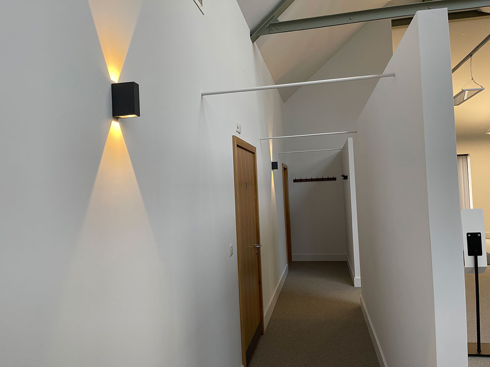 hall with wall light