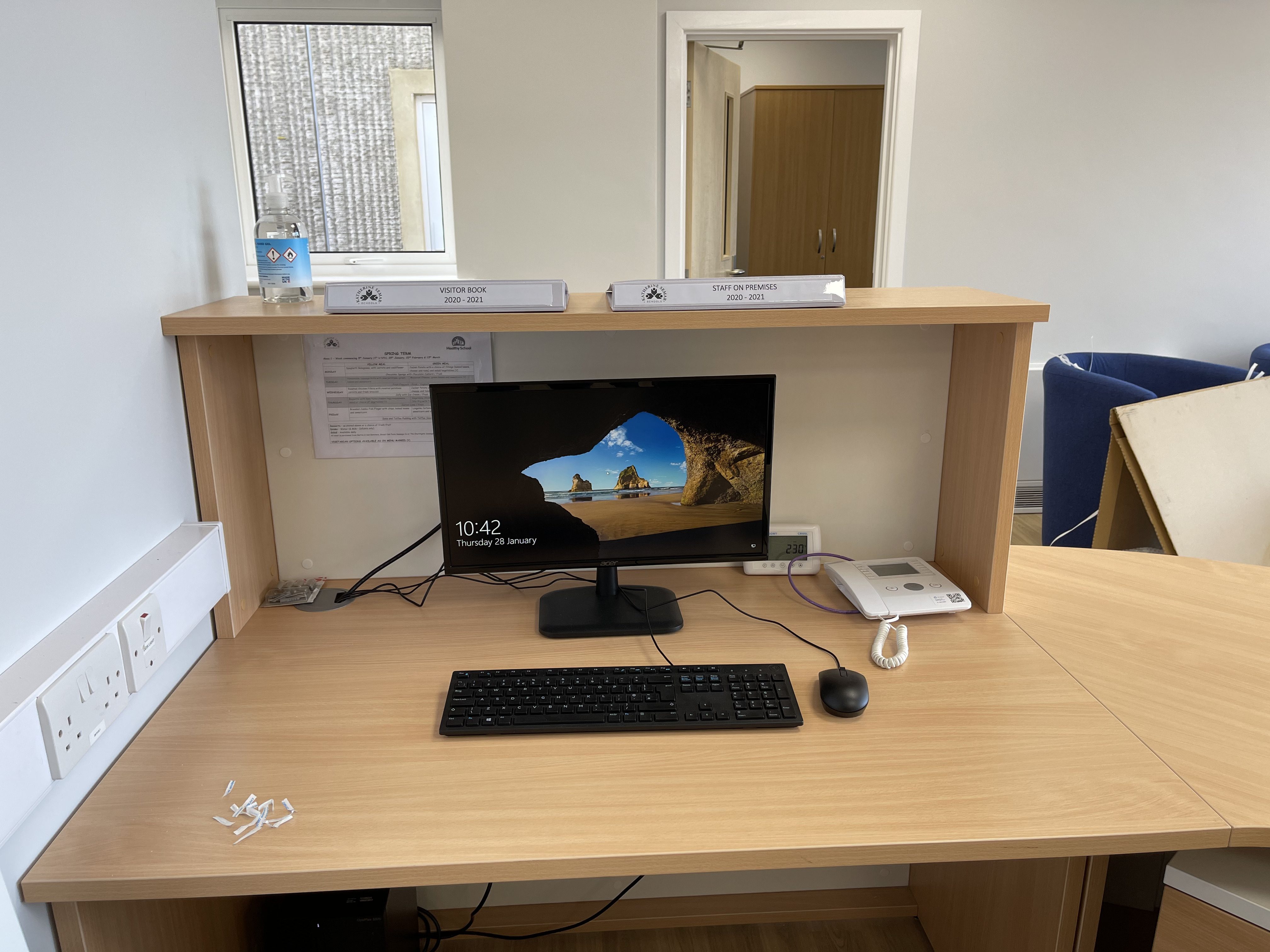 desk with computer