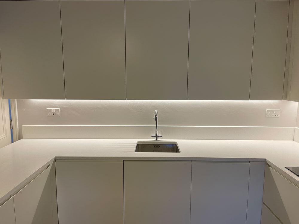 sink and under cupboard lighting